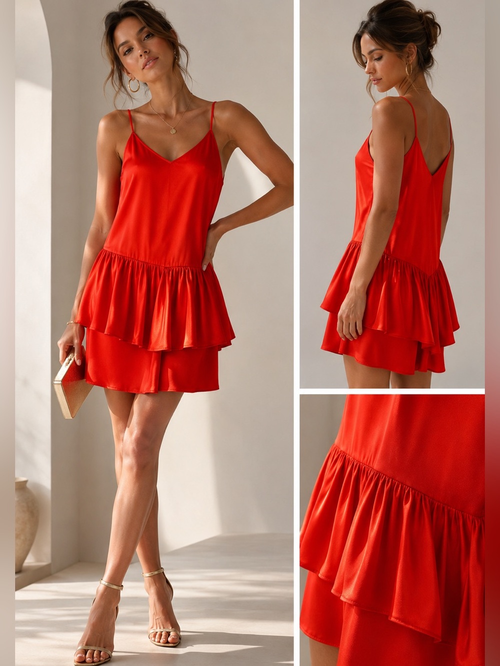 Stella McCartney Tiered Satin Crepe Mini Dress US 6-8 | IT 42 NWT Cocktail